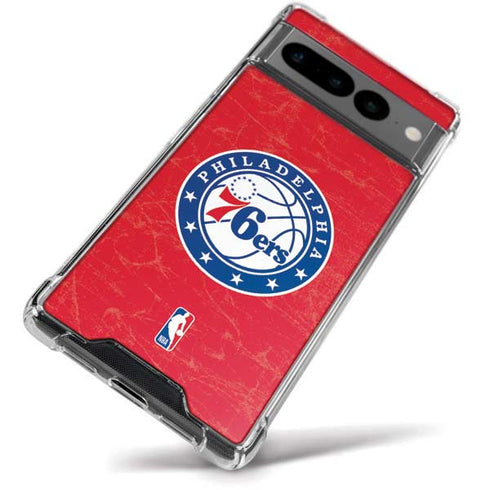 NBA Philadelphia 76ers Distressed Google Pixel 7 Pro Clear Case